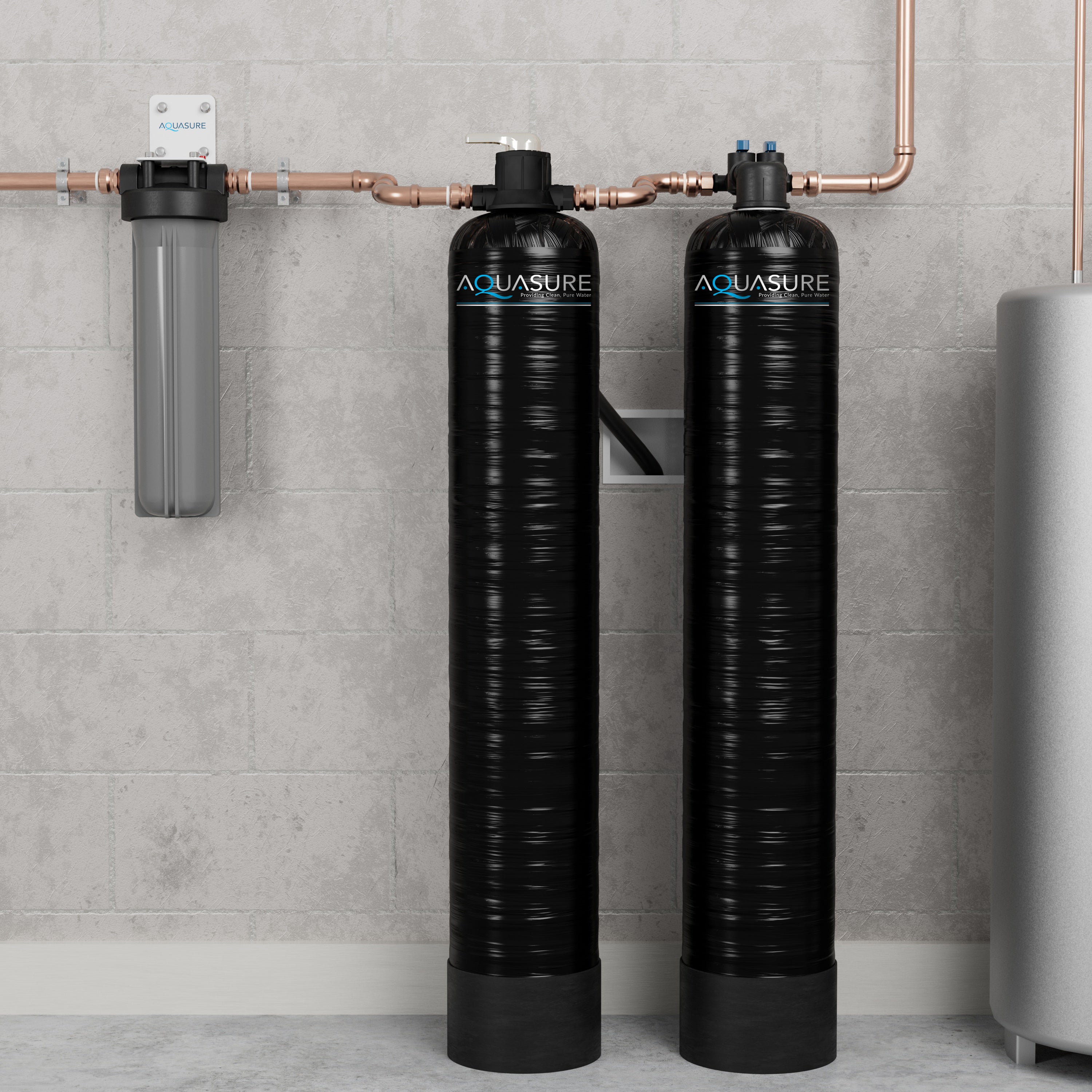 Serene Series | 15 GPM Salt-Free Conditioning Bundle with Fortitude Pro Whole House Water Treatment System & Pleated Sediment Pre-Filter