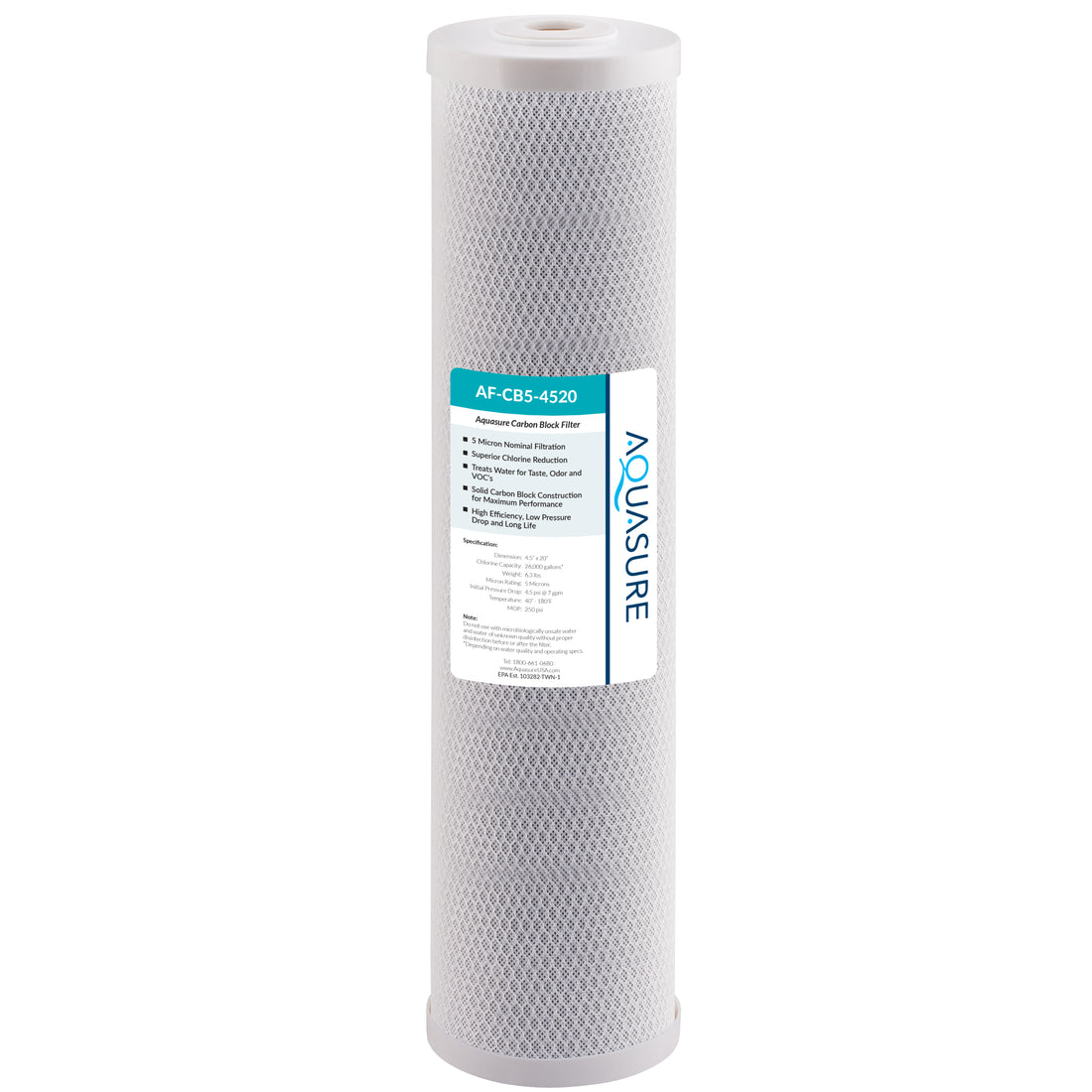 Fortitude V Series | 20" High Flow 5 Micron Carbon Block Filter