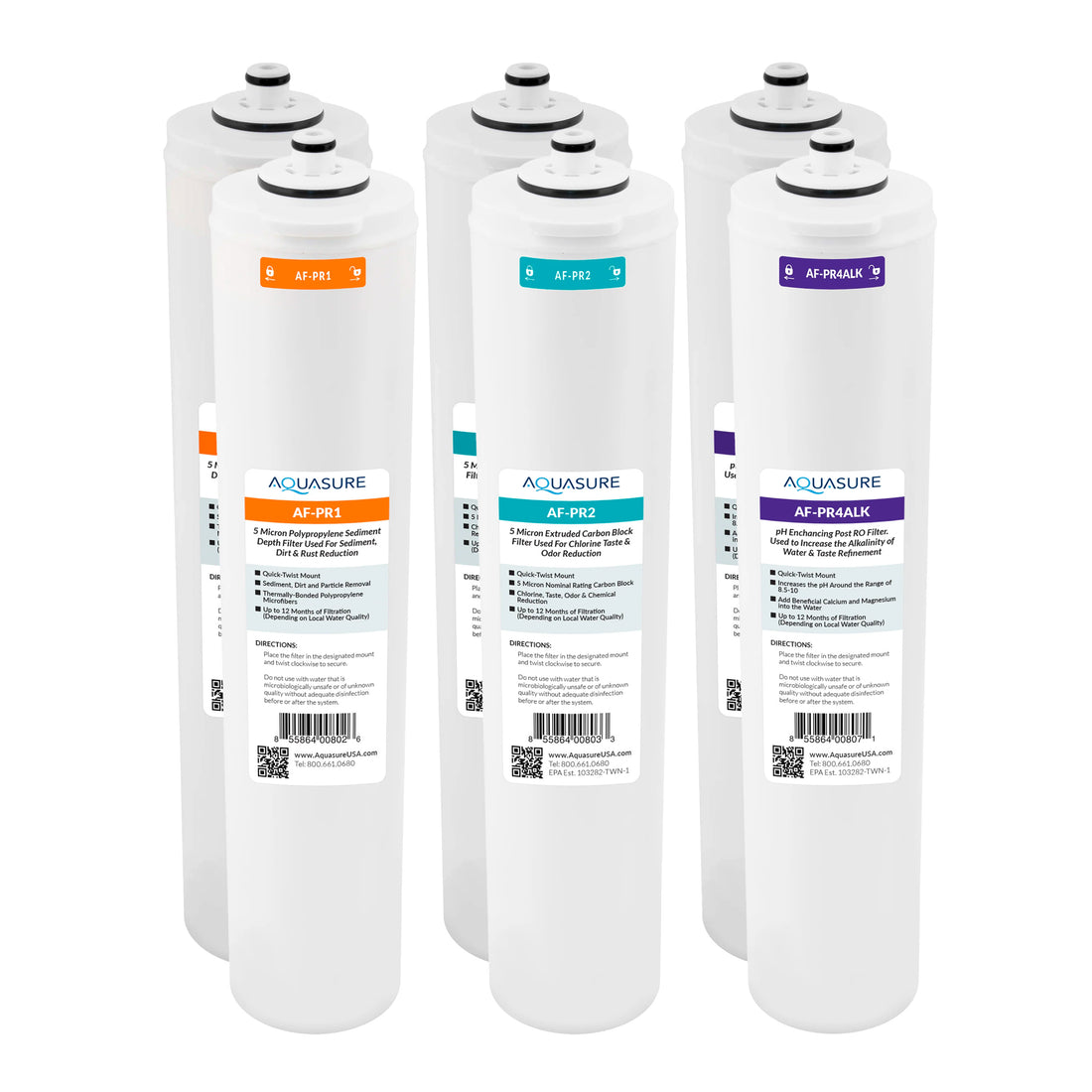Premier Series | Stage 1, 2 & 4 Replacement Water Filter Cartridge Set for AS-PR75/AS-PR100 (2-Pack)