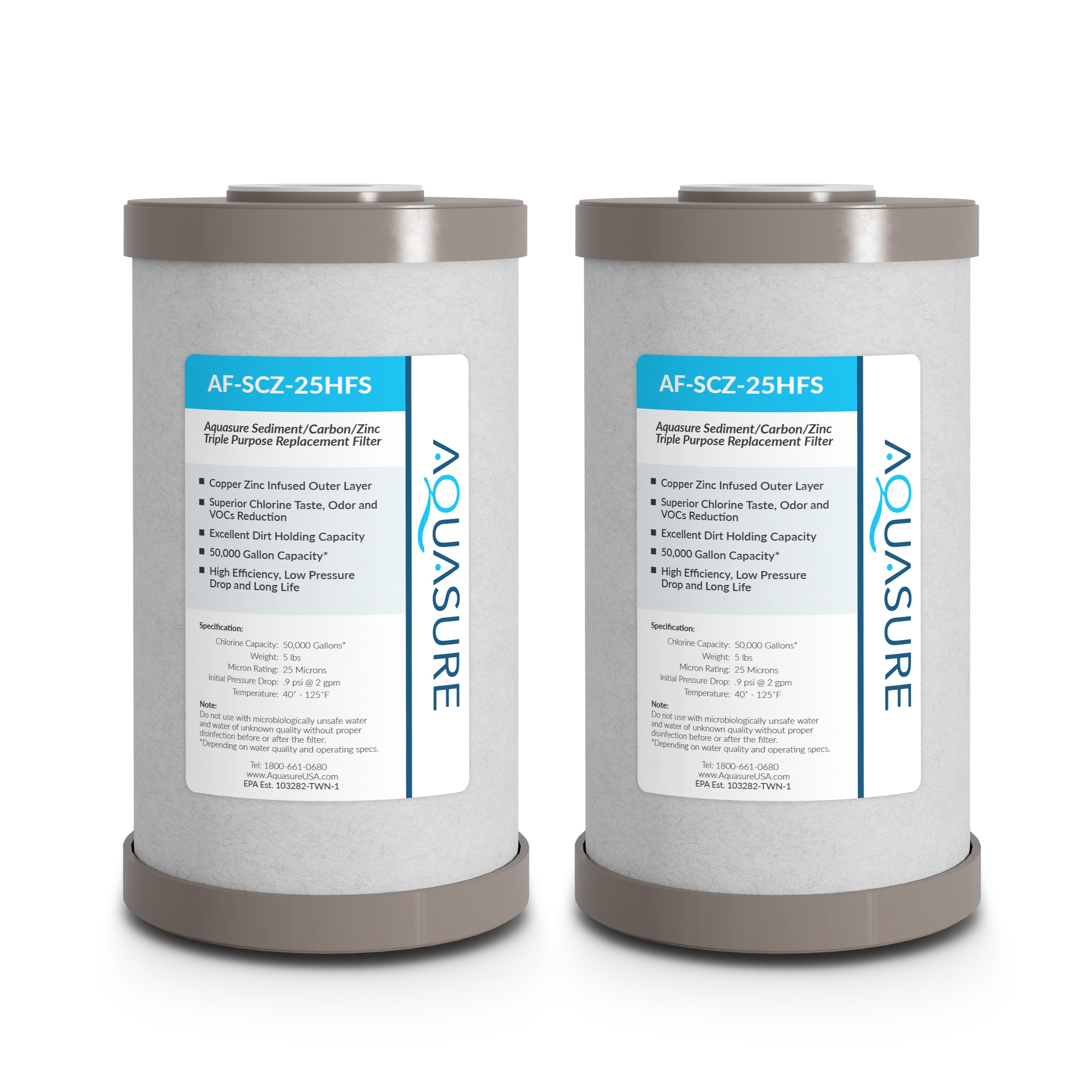 Fortitude V2 Series | Sediment/Carbon/Zinc Triple Purpose Replacement Filter - Standard (2-Pack)