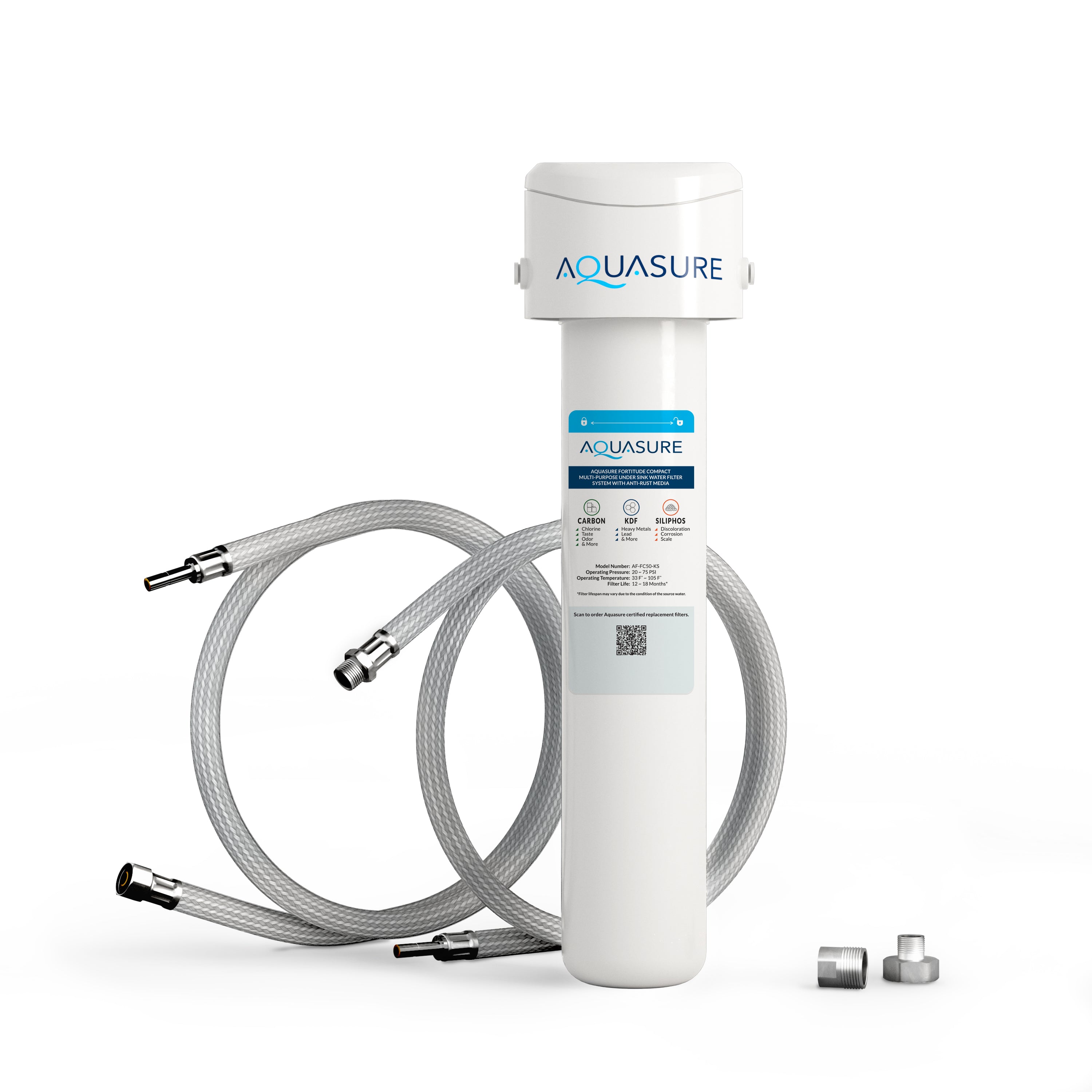 Fortitude Compact | Multi-Purpose Under Sink Water Filter System with Carbon/KDF/Siliphos Anti-Rust Media