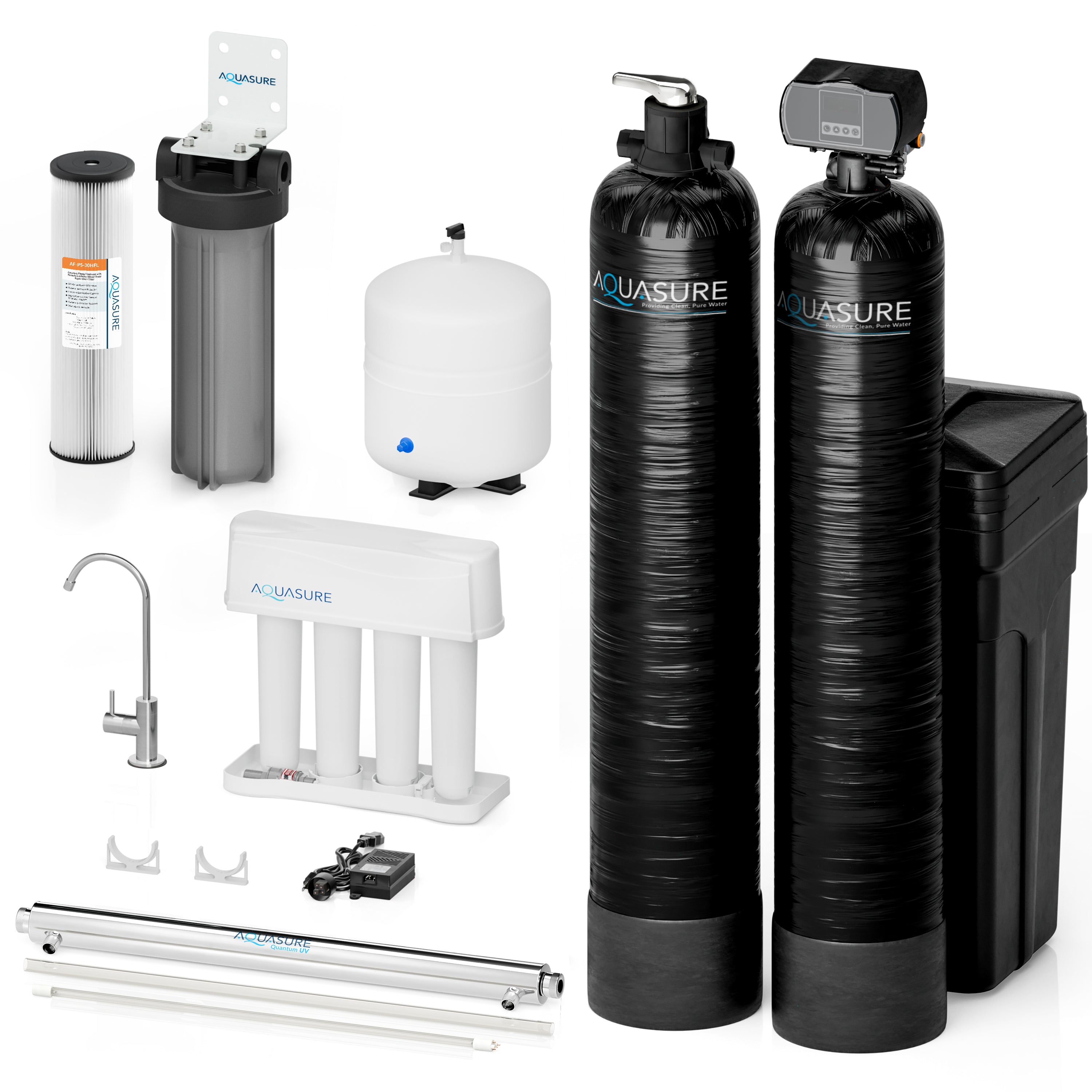 Signature Elite | 1,000,000 Gallons Whole House Water Treatment System with 48,000 Grains Fine Mesh Resin and KDF85 Carbon Media and 12 GPM Quantum UV deactivator System