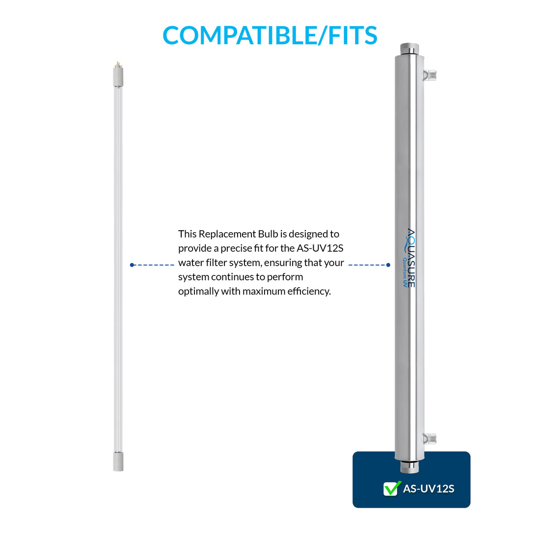 Quantum Series | 12 GPM Whole House UV Replacement 39W Bulb Lamp AF-UV12-BULB, Compatible with AS-UV12S