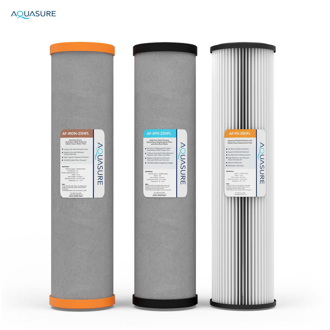 Aquasure Fortitude Series Complete Iron, Sediment & Scale Inhibiting Replacement Filter Cartridge - 100K
