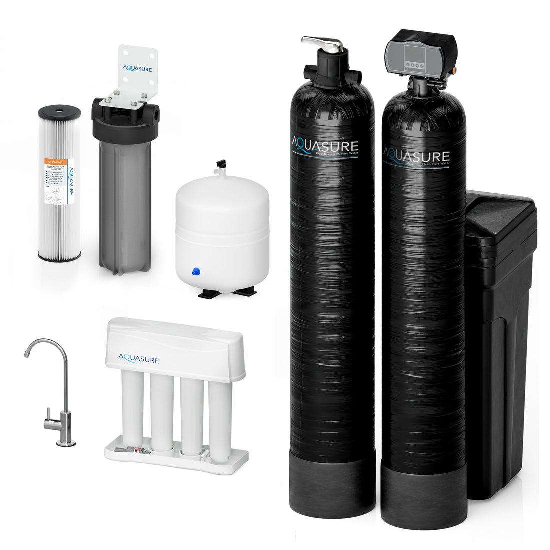 Signature Elite | 600,000 Gallons Whole House Water Filter Treatment Bundle with 32,000 Grains Softener, 75 GPD Reverse Osmosis System