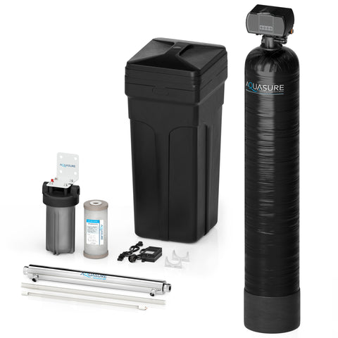 Signature Series | 32,000 Grains Water Softener with 8 GPM Quantum UV De-Activator System and Triple Purpose Carbon Pre-Filter