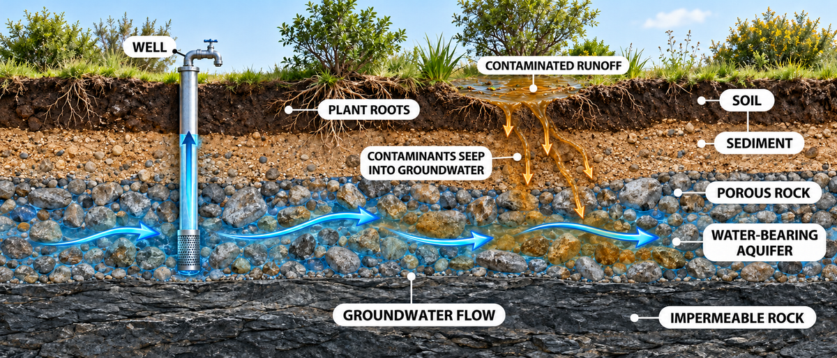 infographic about groundwater and contamination