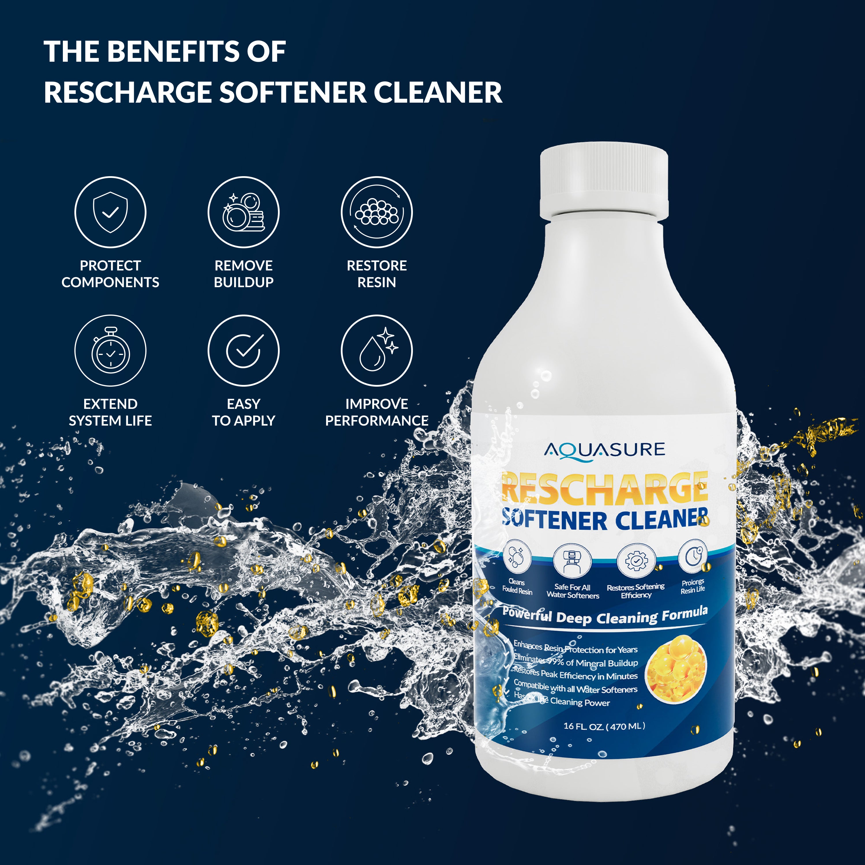 Aquasure Rescharge | Resin Cleaning Solution for Water Softeners | 16 FL. OZ.