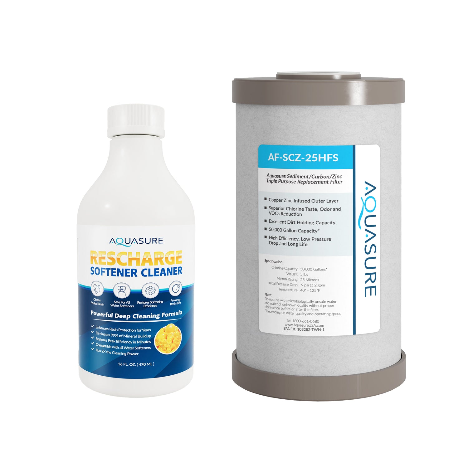 Aquasure Rescharge | Resin Cleaning Solution for Water Softeners | 16 FL. OZ.