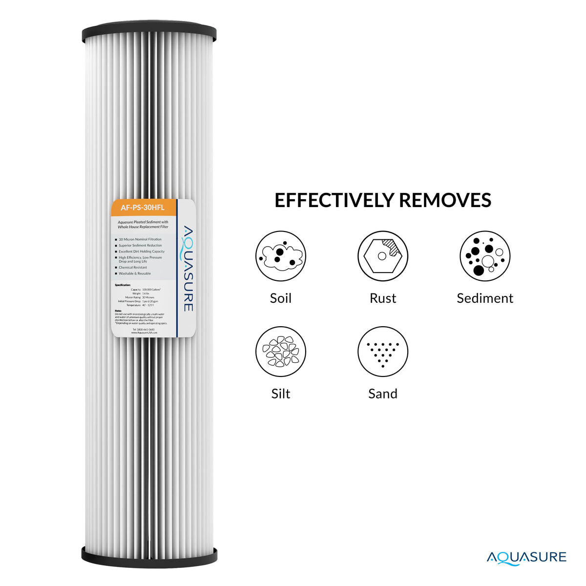 Aquasure Fortitude Series Complete Iron, Sediment &amp; Scale Inhibiting Replacement Filter Cartridge - 100K