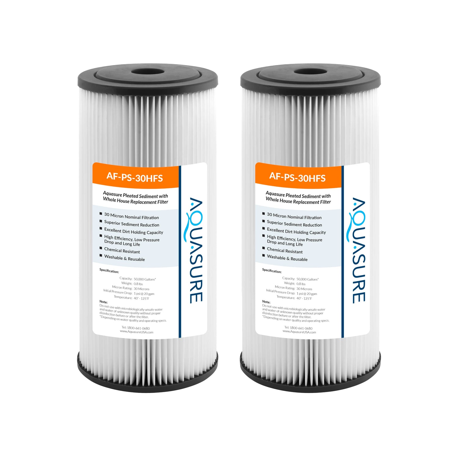 Fortitude V2 Series | High Flow 30 Micron Pleated Sediment Filter - Standard (2-Pack)