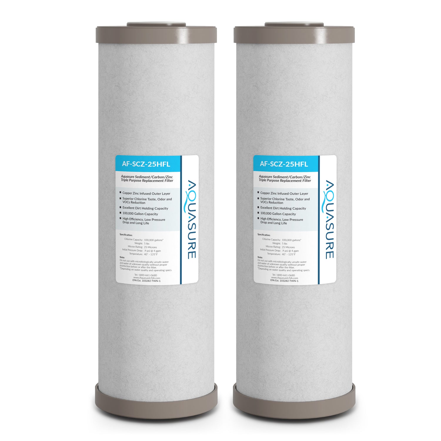 Fortitude V2 Series | Sediment/Carbon/Zinc Inhibiting Triple Purpose Replacement Filter - Large (2-Pack)