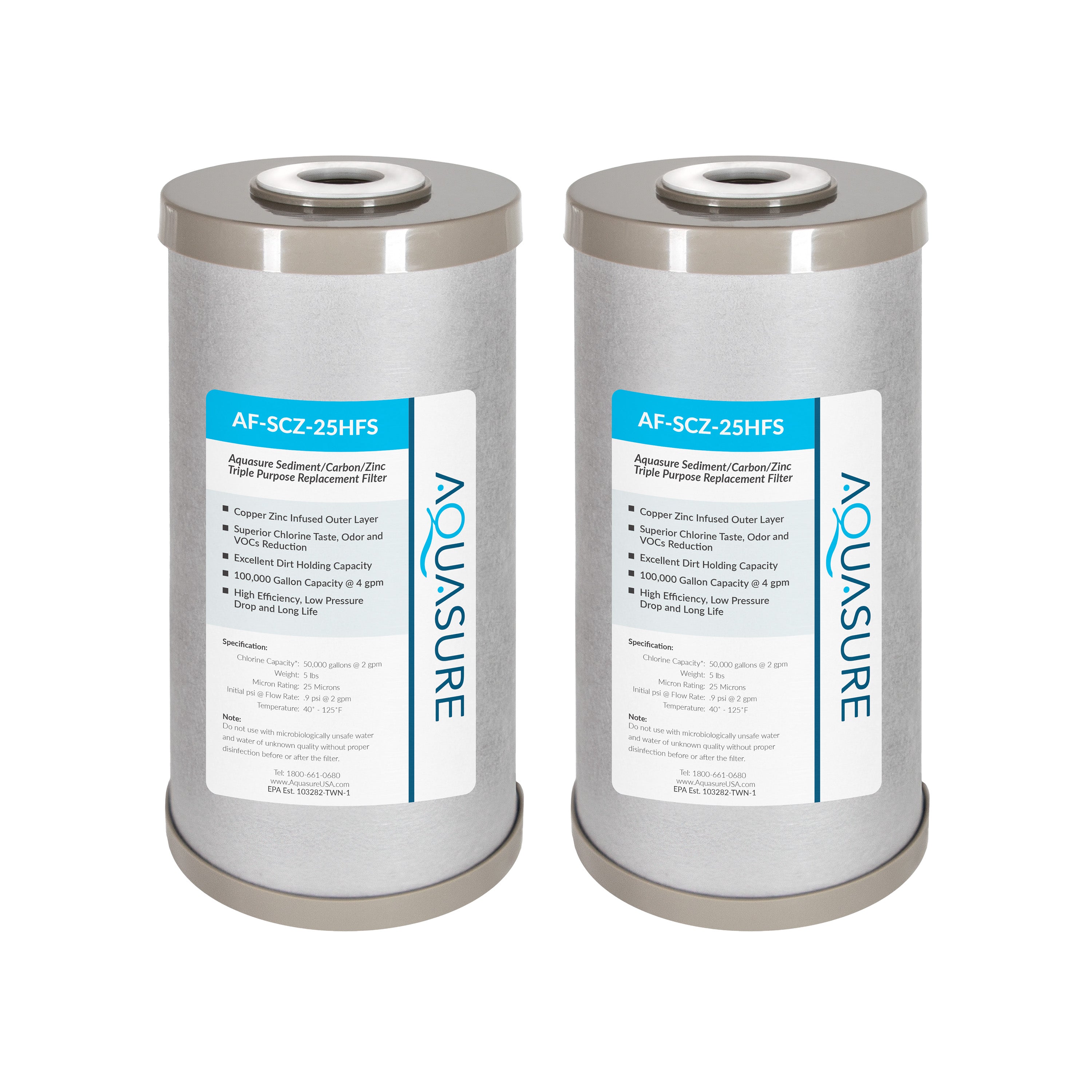 Fortitude V2 Series | Sediment/Carbon/Zinc Triple Purpose Replacement  Filter - Standard (2-Pack)