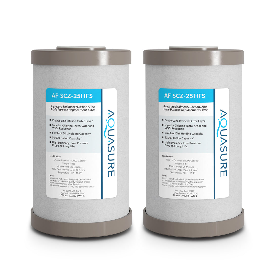 Fortitude V2 Series | Sediment/Carbon/Zinc Triple Purpose Replacement Filter - Standard (2-Pack)