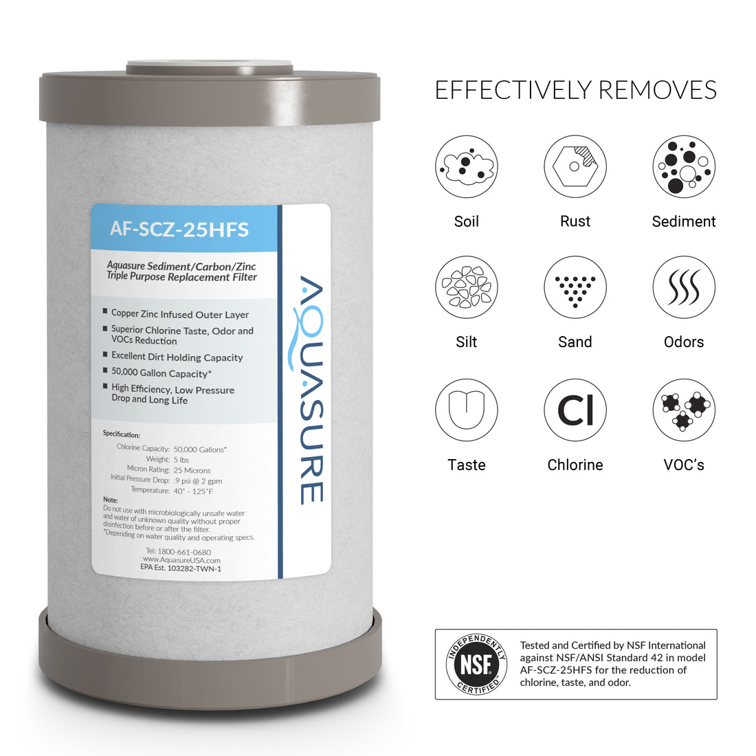 Fortitude V2 Series | Sediment/Carbon/Zinc Triple Purpose Replacement Filter - Standard