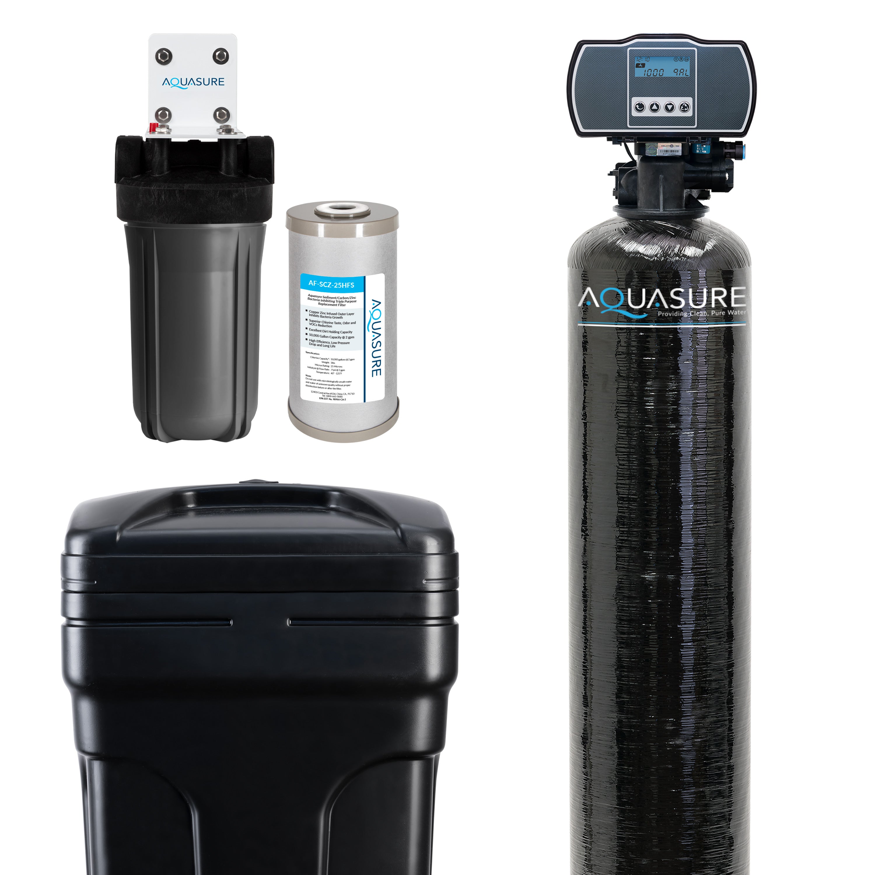 Harmony Series | 32,000 Grains Water Softener | 10&quot; Sediment/GAC/Zinc Triple Purpose Whole House Water Filter