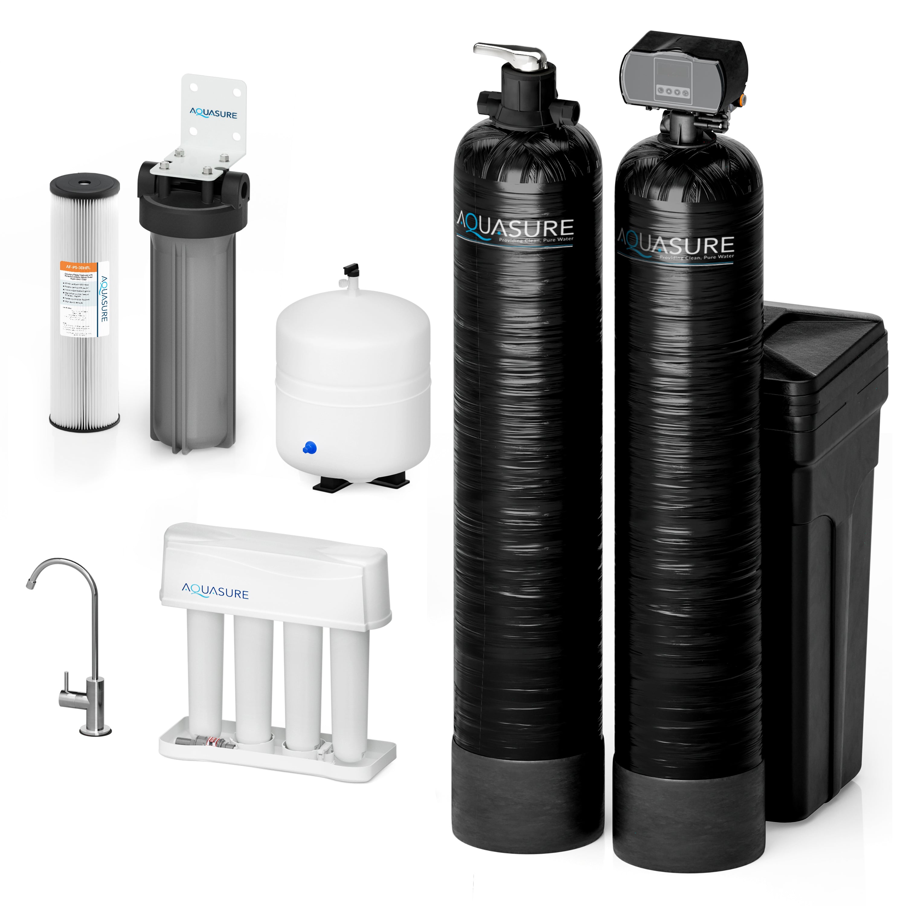 Signature Elite | 1,000,000 Gallons Whole House Water Filter Treatment Bundle with 48,000 Grains Softener w/ Fine Mesh Resin, 75 GPD Reverse Osmosis System