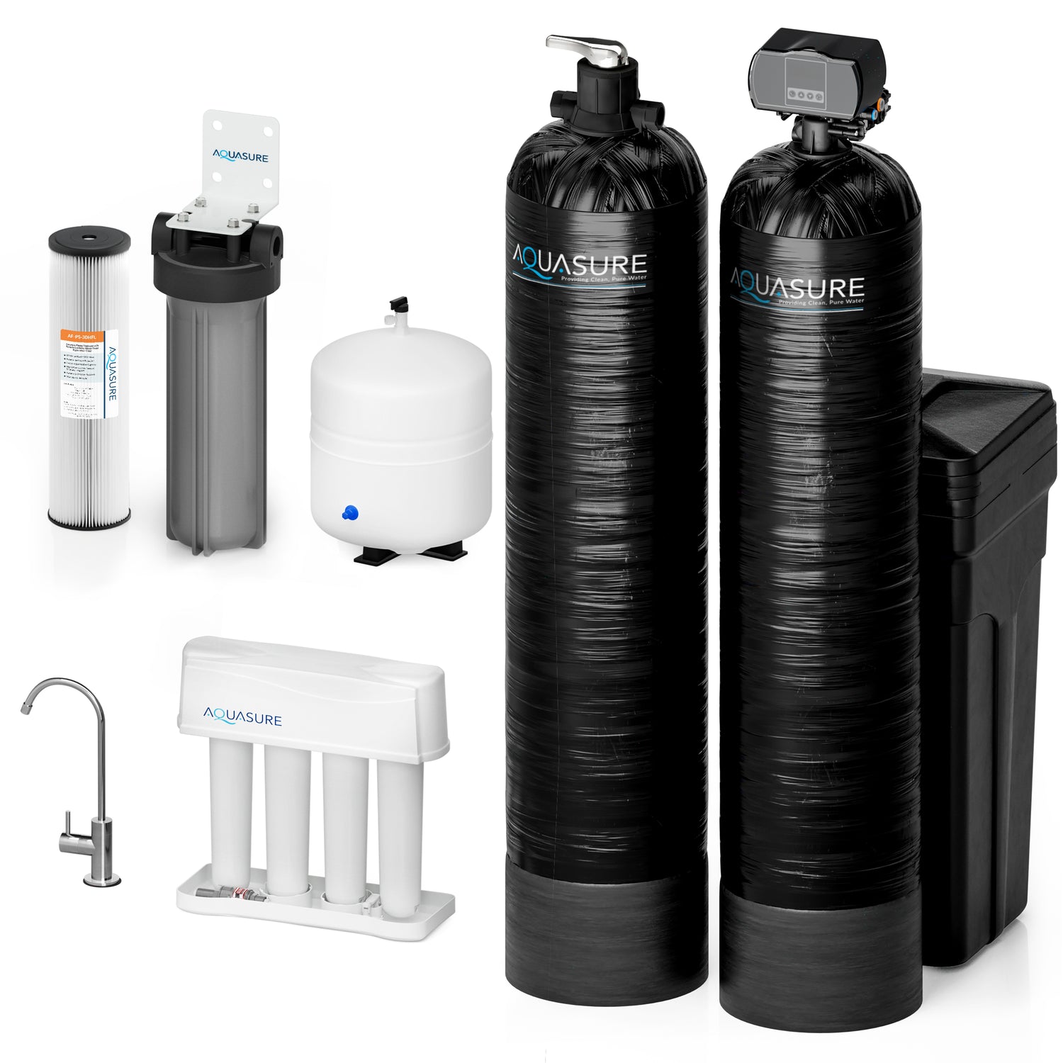 Signature Elite | 1,500,000 Gallons Whole House Water Filter Treatment Bundle with 64,000 Grains Softener w/ Fine Mesh Resin, 75 GPD Reverse Osmosis System