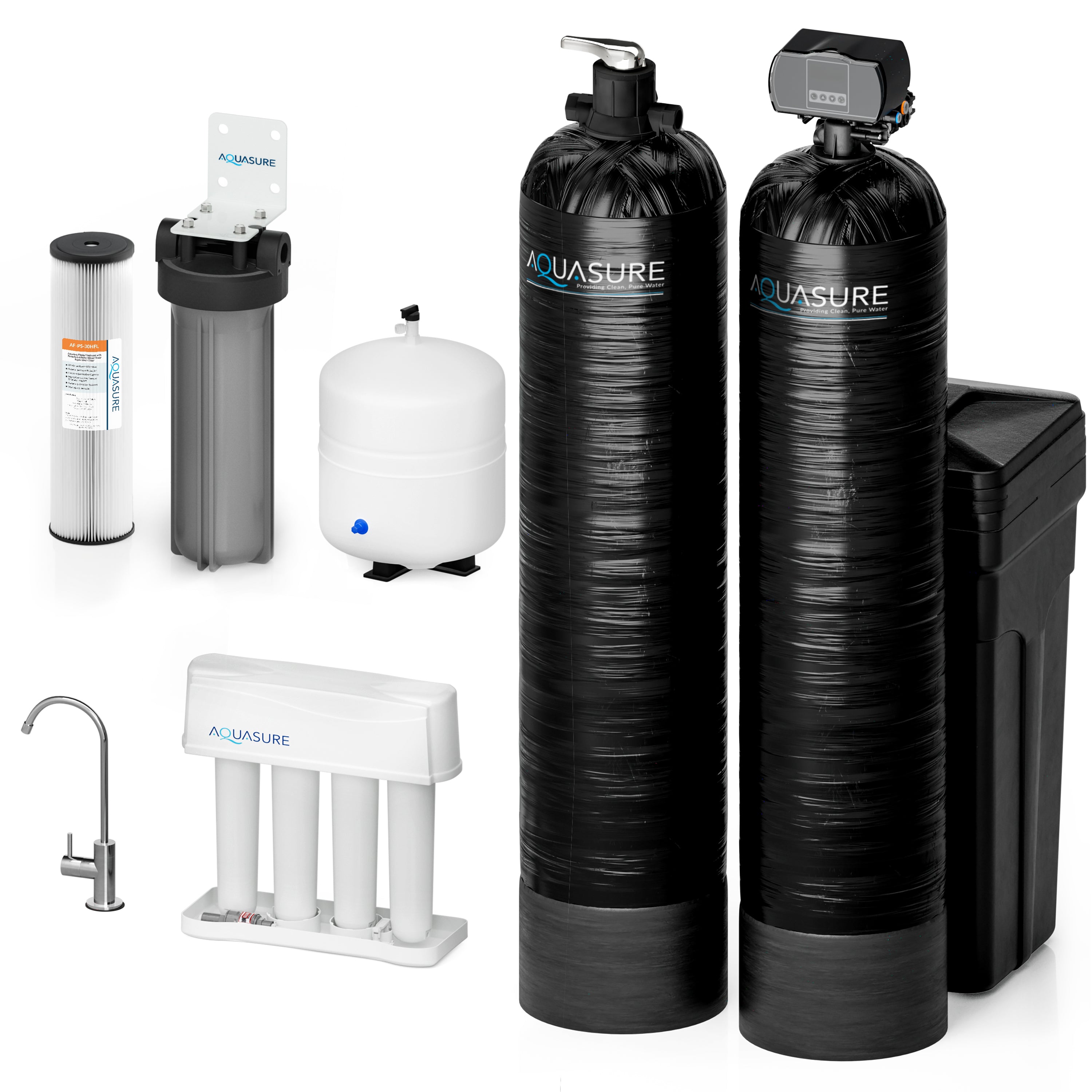 Signature Elite | 1,500,000 Gallons Whole House Water Filter Treatment Bundle with 72,000 Grains Fine Mesh Resin Softener, 75 GPD Reverse Osmosis System