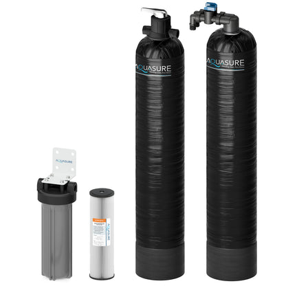 Serene Series | 15 GPM Salt-Free Conditioning Bundle with Fortitude Pro Whole House Water Treatment System &amp; Pleated Sediment Pre-Filter