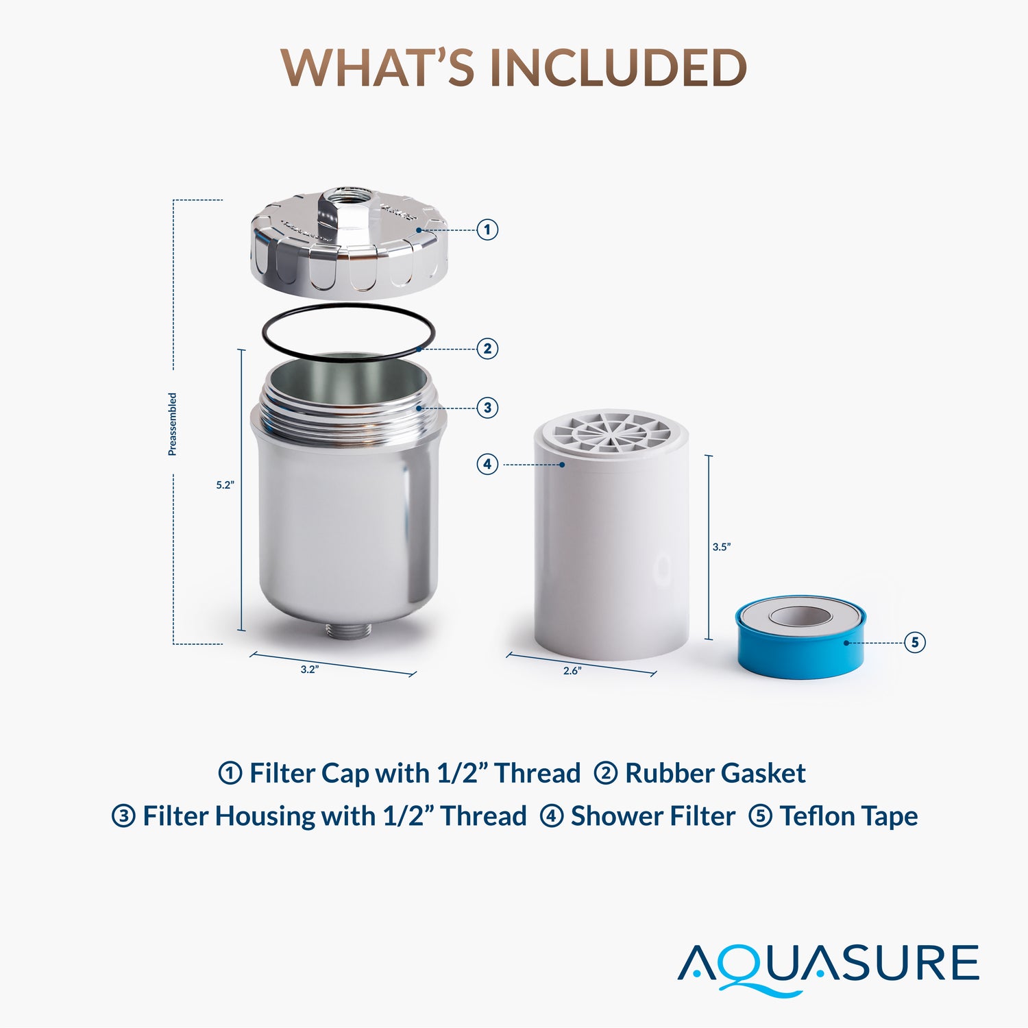 Aquasure Sparkle Series 10,000 Gallons High Capacity Shower Filter