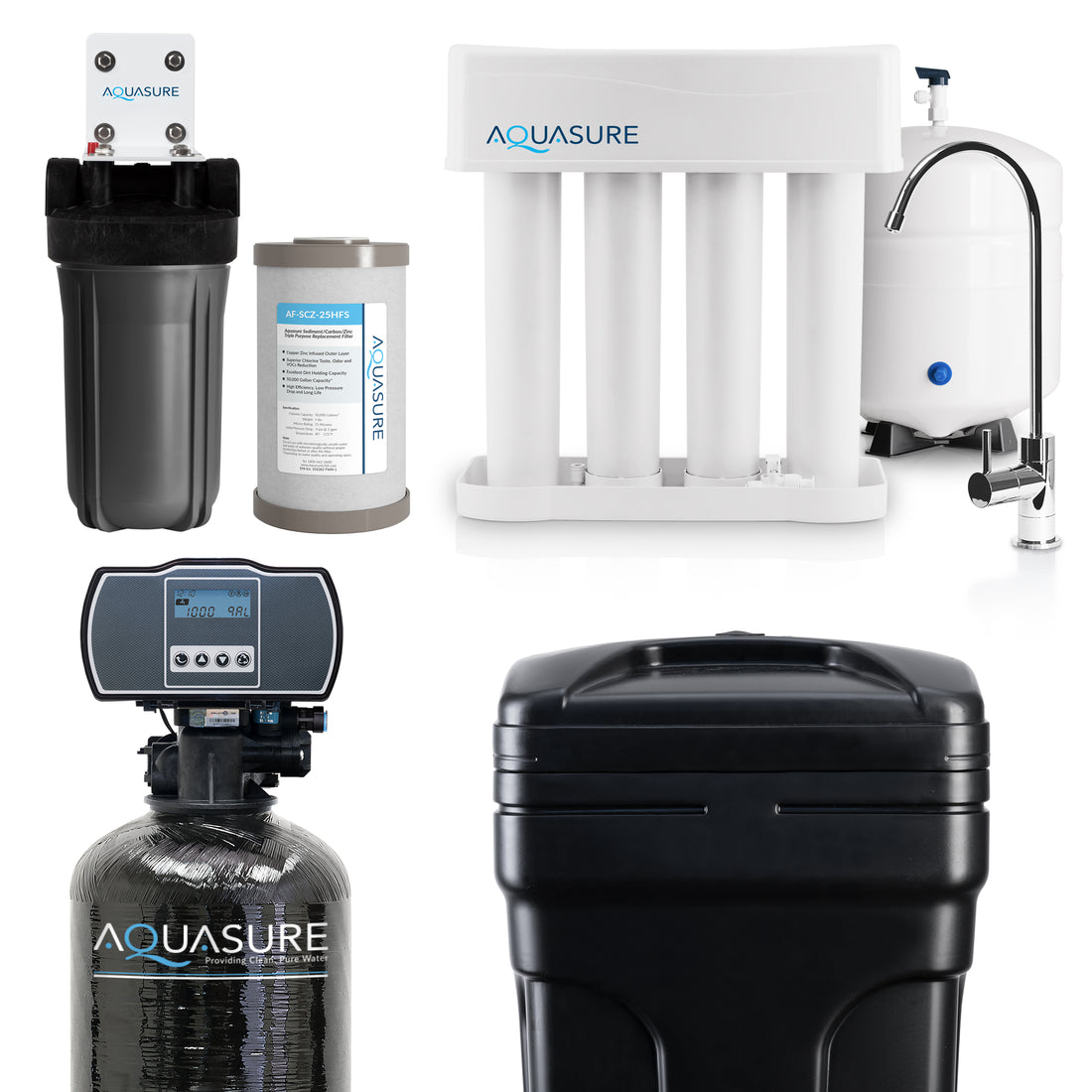 Signature Pro | Whole House Water Filter Bundle with 32,000 Grains Softener, 75 GPD Reverse Osmosis System &amp; Triple Purpose Pre-Filter