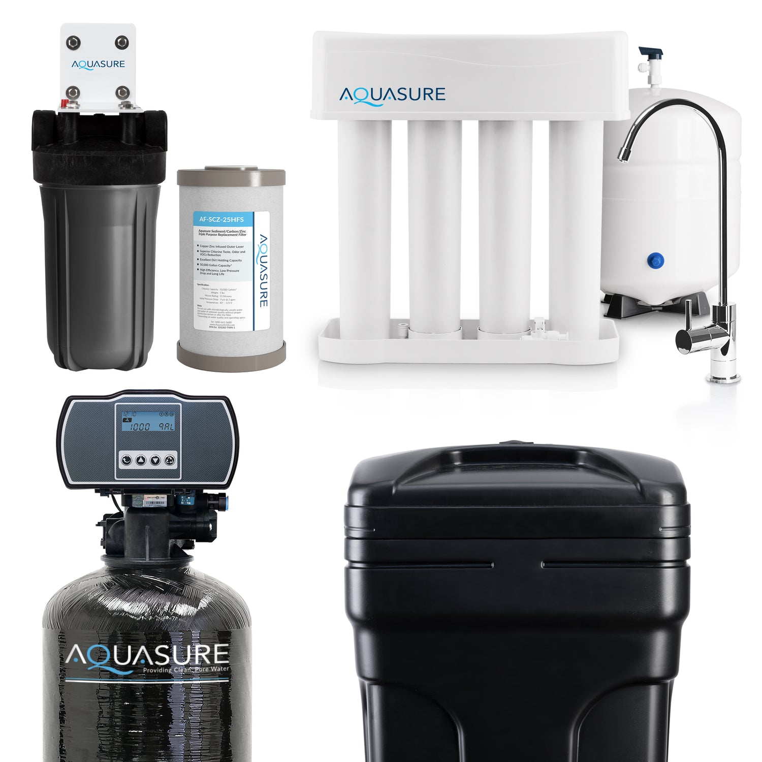 Signature Pro | Whole House Water Filter Bundle with 48,000 Grains Softener, 75 GPD Reverse Osmosis System &amp; Triple Purpose Pre-Filter
