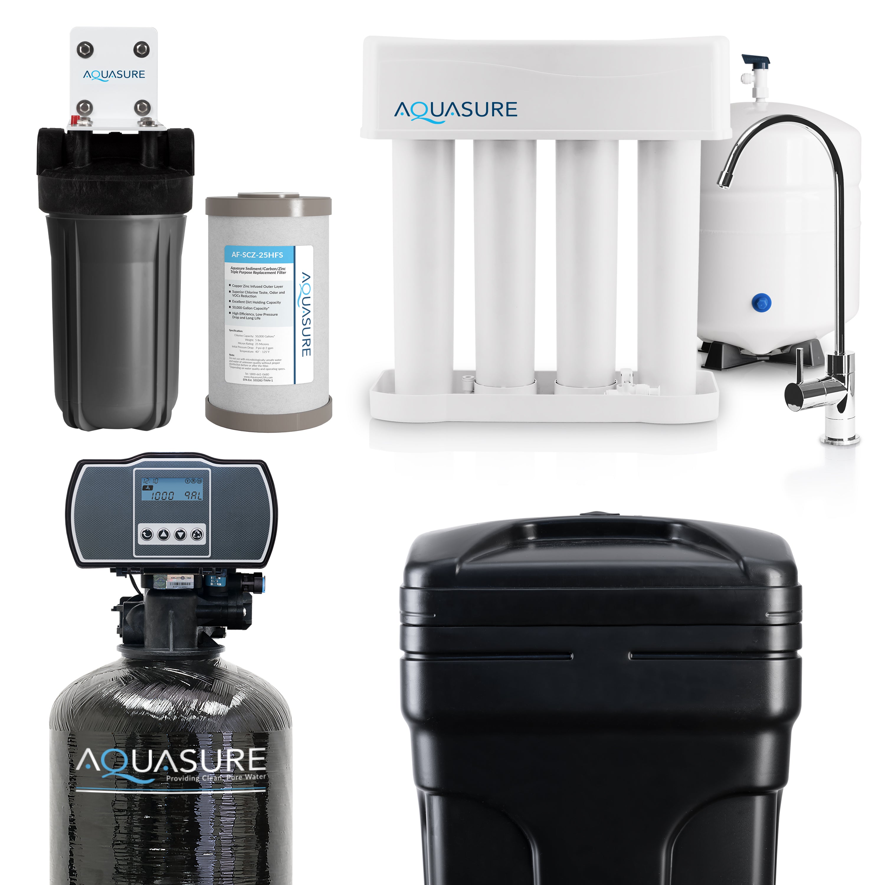 Signature Pro | Whole House Water Filter Bundle with 48,000 Grains Softener, 75 GPD Reverse Osmosis System &amp; Triple Purpose Pre-Filter