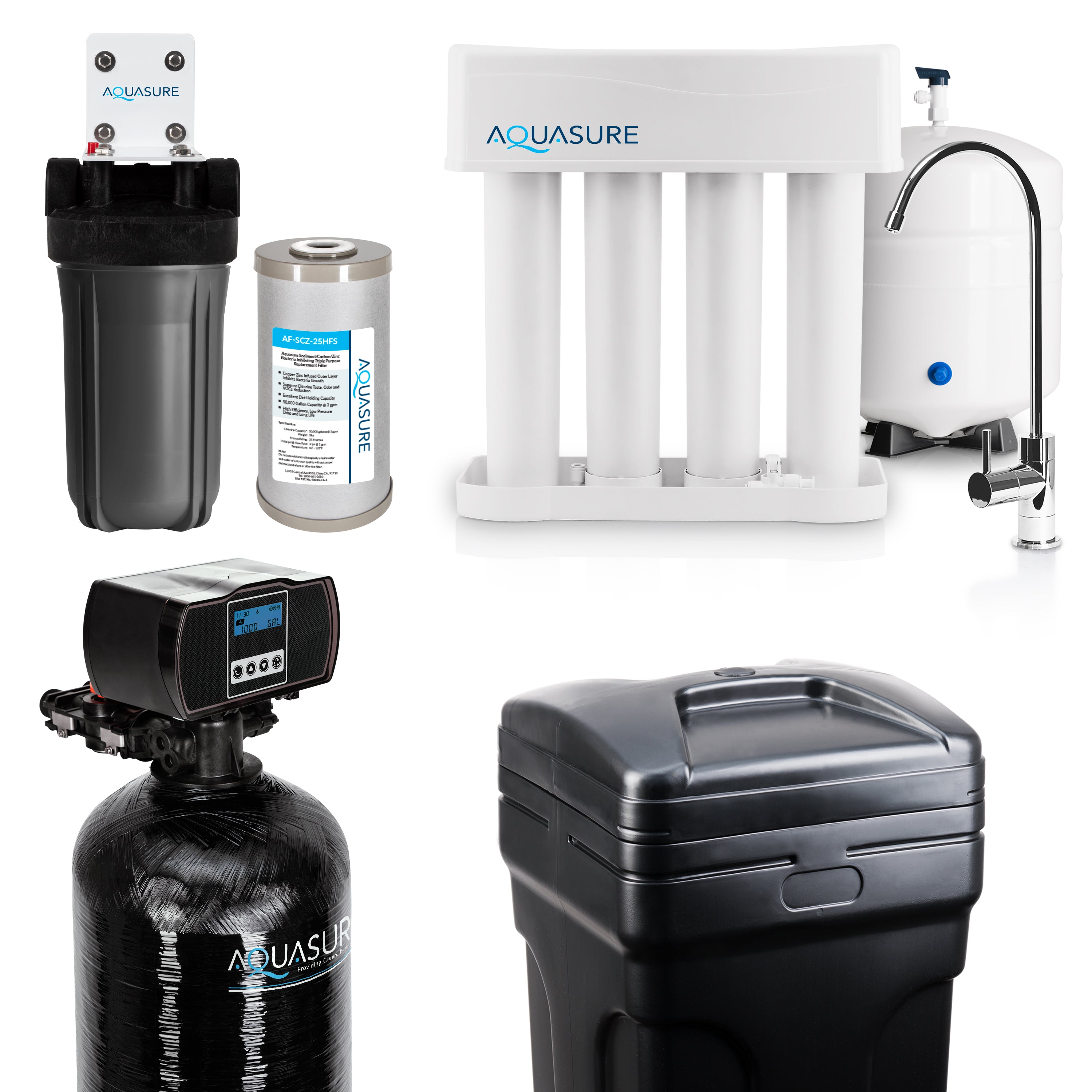 Signature Elite | Whole House Water Filter Bundle with 48,000 Grains Softener w/ Fine Mesh Resin, 75 GPD Reverse Osmosis System &amp; Triple Purpose Pre-Filter