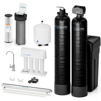 Signature Elite | 1,000,000 Gallons Whole House Water Filter Treatment Bundle with 48,000 Grains Softener, 75 GPD Reverse Osmosis System