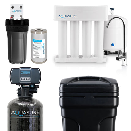 Signature Pro | Whole House Water Filter Bundle with 48,000 Grains Softener, 75 GPD Reverse Osmosis System &amp; Triple Purpose Pre-Filter