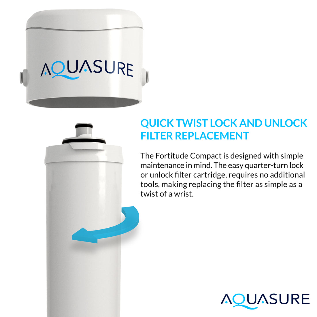 Aquasure Fortitude Compact Multi-Purpose Under Sink Water Filter System with Anti-Rust Media Replacement Filter