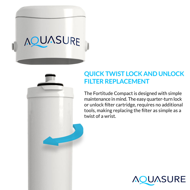 Aquasure Fortitude Compact Multi-Purpose Under Sink Water Filter System with Carbon/KDF Media