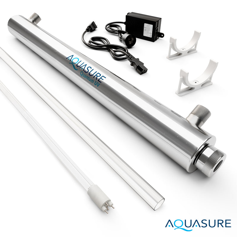 Aquasure 8 GPM Ultraviolet UV Light Water Sterilizer Filter System for Whole House Water Sterilization Disinfection, 110-Volt, 32-Watt